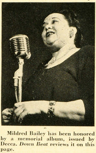 1952 Print Jazz Singer Mildred Bailey Microphone Decca ORIGINAL HISTORIC MZ1