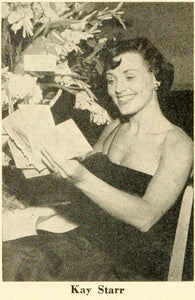1952 Print Jazz Pop Singer Celebrity Kay Starr Portrait ORIGINAL HISTORIC MZ1