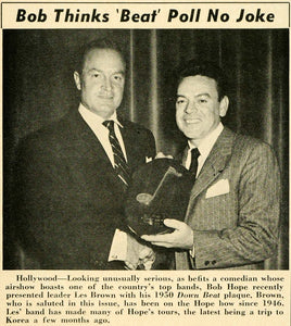 1951 Print Bob Hope Award Plaque Les Brown Down Beat - ORIGINAL HISTORIC MZ1