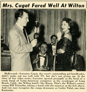 1952 Print Lorraine Cugat Bandleader Show Wilton Hotel ORIGINAL HISTORIC MZ1