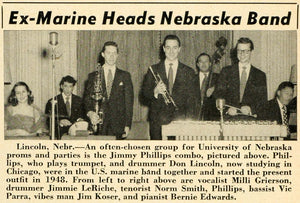 1952 Print Ex-Marine Jimmy Phillips Nebraska Combo Band ORIGINAL HISTORIC MZ1