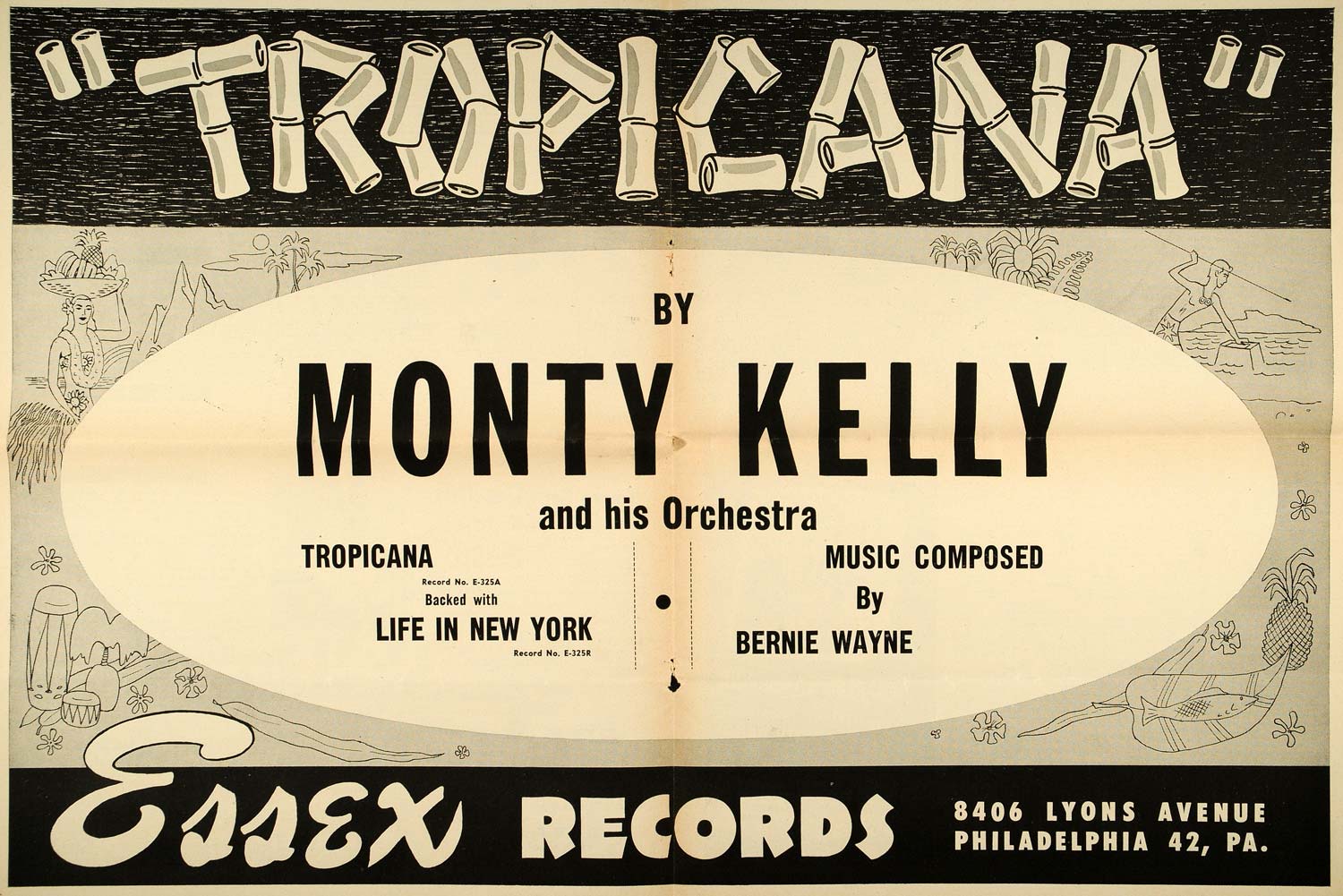 1953 Ad Essex Records Tropicana Monty Kelly Orchestra - ORIGINAL ADVERTISING MZ1