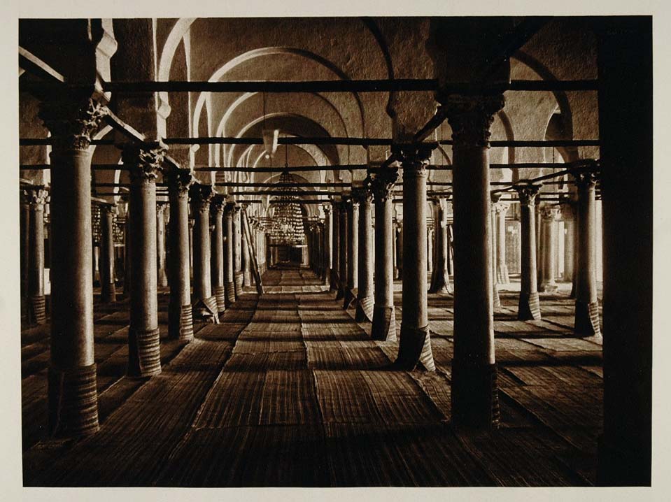 1924 Interior Columns Great Mosque Kairouan Tunisia - ORIGINAL PHOTOGRAVURE NAF1