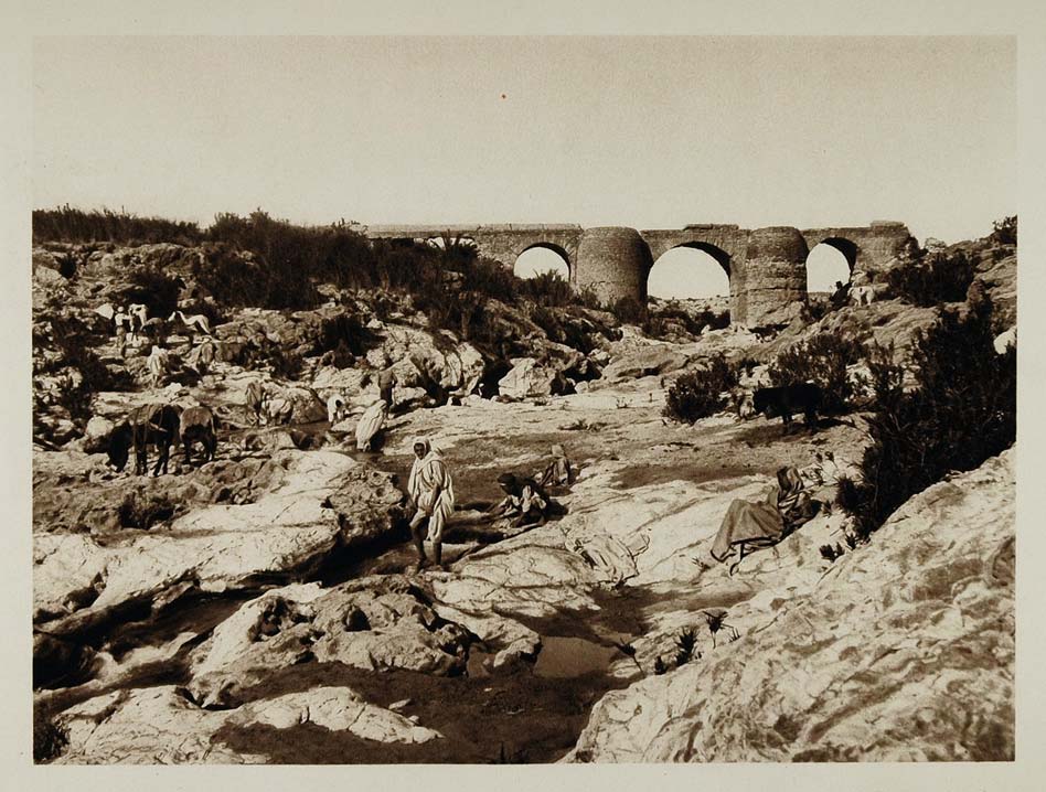 1924 Ruins Roman Aqueduct Sbeitla Tunisia Photogravure - ORIGINAL NAF1