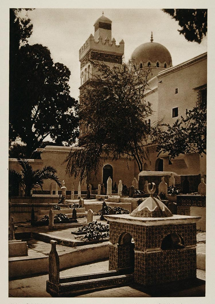 1924 Sidi Abderrahman Mosque Tombs Algiers Photogravure - ORIGINAL NAF1
