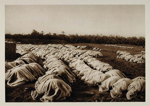1924 Muslims Praying Biskra Oasis Algeria Photogravure - ORIGINAL NAF1