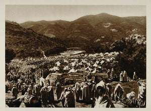 1924 Pilgrims Camp Moulay Idriss Morocco Photogravure - ORIGINAL NAF1