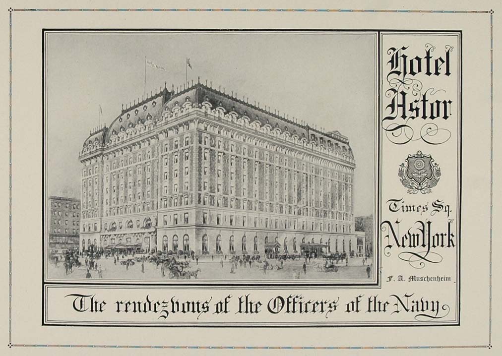 1921 ORIGINAL Ad Hotel Astor Times Square New York City - ORIGINAL NAVY2