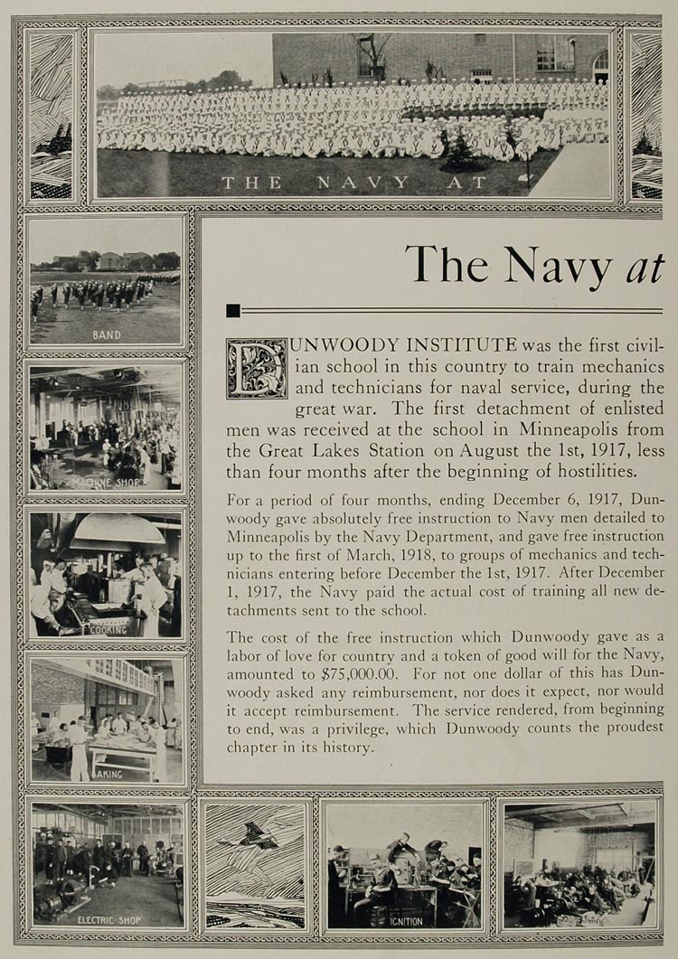 1921 Ad Dunwoody Institute Minneapolis Navy Training - ORIGINAL NAVY2