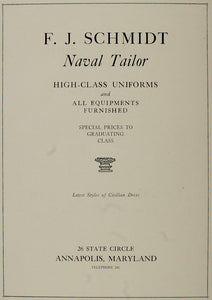 1921 Print Ad F. J. Schmidt Naval Tailor Navy Uniforms - ORIGINAL NAVY2