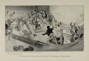 1921 Print Chesapeake Capture Battle Henry Reuterdahl ORIGINAL HISTORIC NAVY