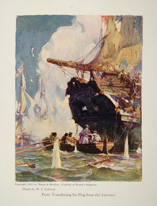 1921 Print Commodore Perry Lawrence Ship W. J. Aylward - ORIGINAL NAVY