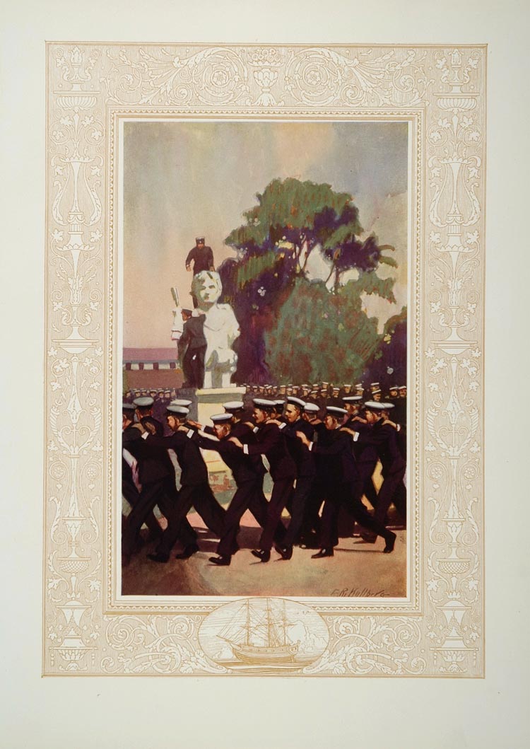 1921 Print U. S. Naval Academy Franklin Booth Cadets War Navy Kullberg Art NAVY