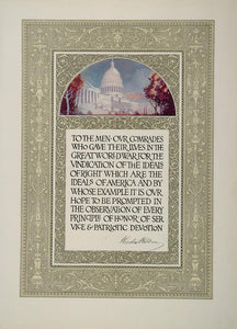 1921 Print Woodrow Wilson Quotation WWI U.S. Capitol - ORIGINAL NAVY