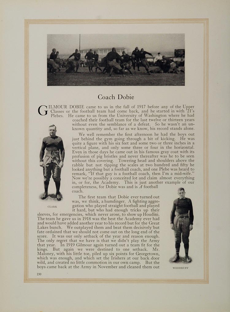 1921 James Montgomery Flagg Gilmour Dobie Coach United States Naval Academy NAVY