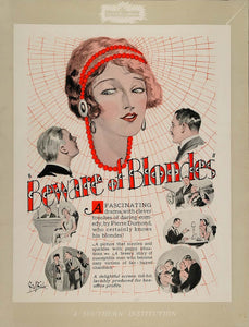 1927 Ad Silent Film Beware of Blondes Columbia Pictures - ORIGINAL NC1