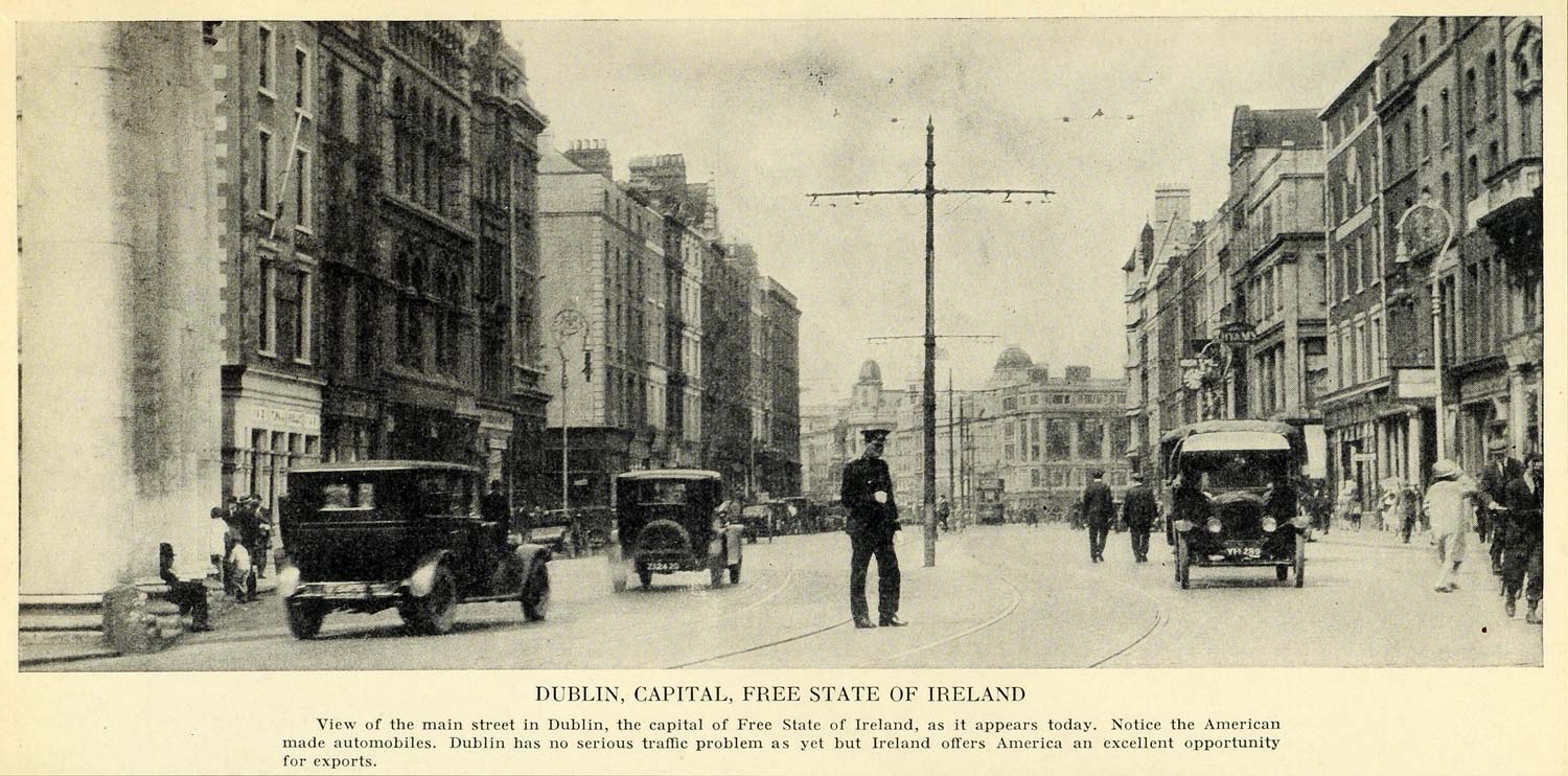 1931 Print Dublin Ireland Street View Cityscape Antique American NCAW1