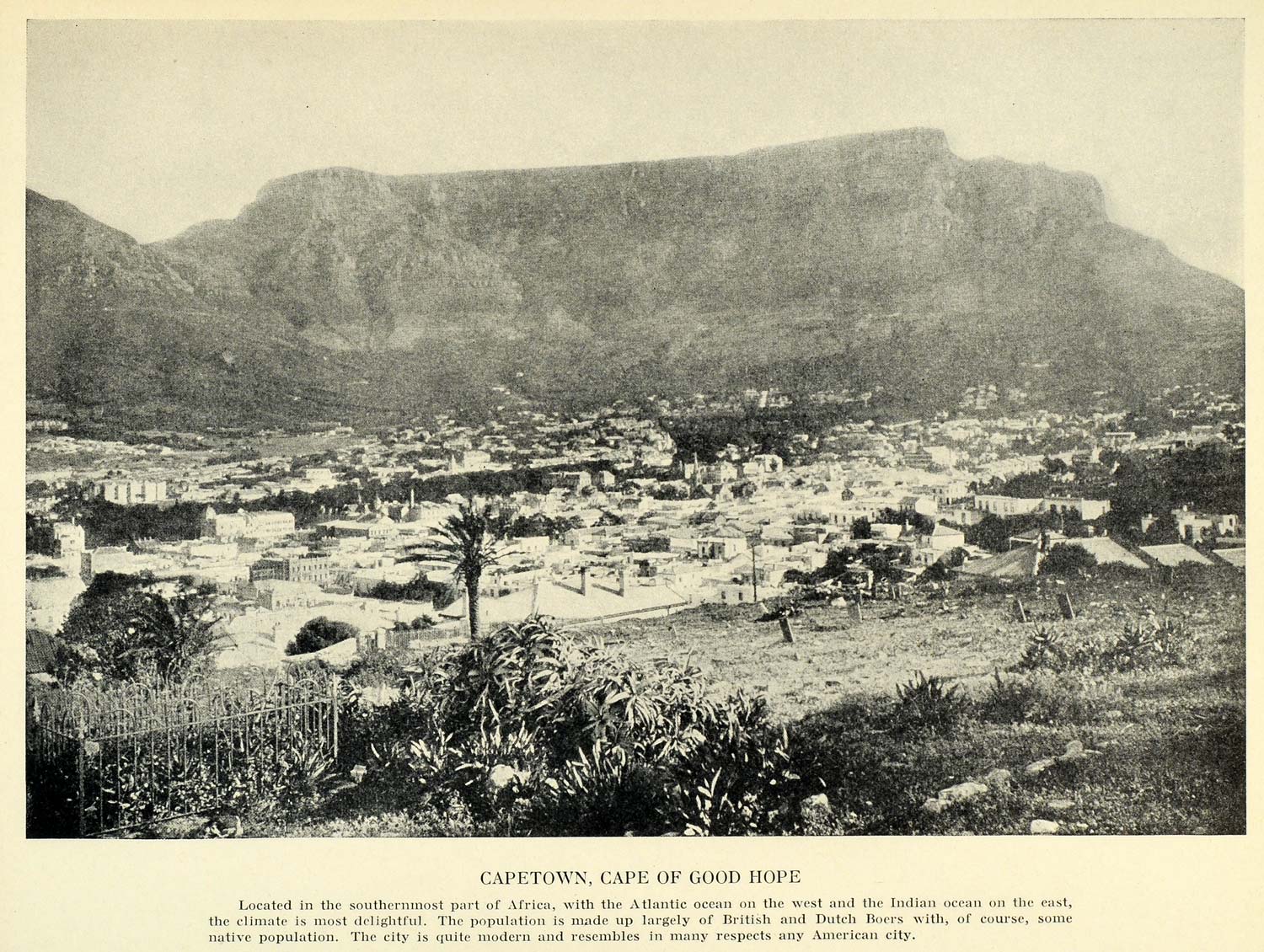 1931 Print Capetown South Africa Cityscape Landscape Panorama Original NCAW1