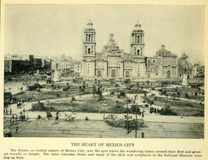 1931 Print Zocalo Mexico City Cityscape Historic Aztec Architecture NCAW1