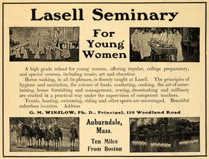 1911 Ad Lasell Women's Seminary Winslow Auburndale Mass - ORIGINAL NEM1