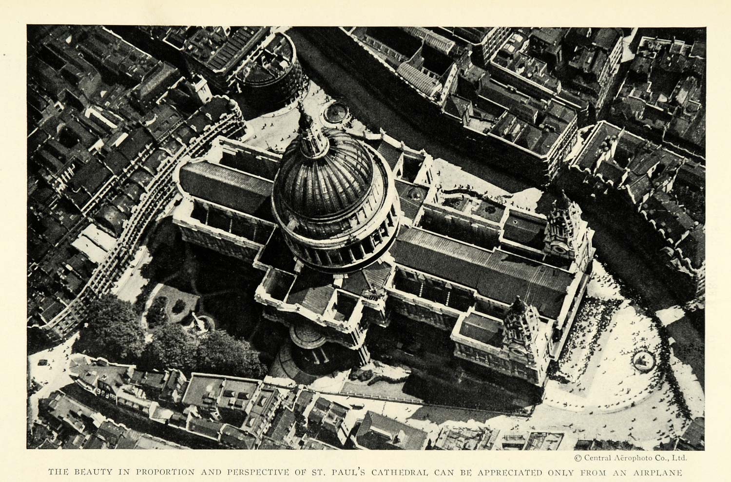 1926 Print St. Pauls Cathedral Aerial View London England Religious NGM1