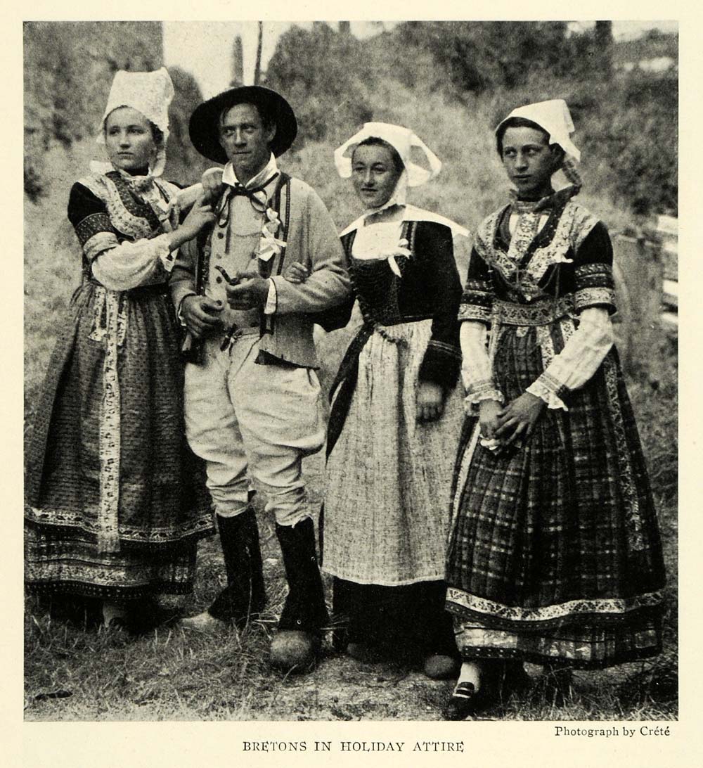 1923 Print Breton France Natives Holiday Attire Clothing Bonnets Headp 1923 Print Breton France Natives Holiday Attire Clothing Bonnets Headp