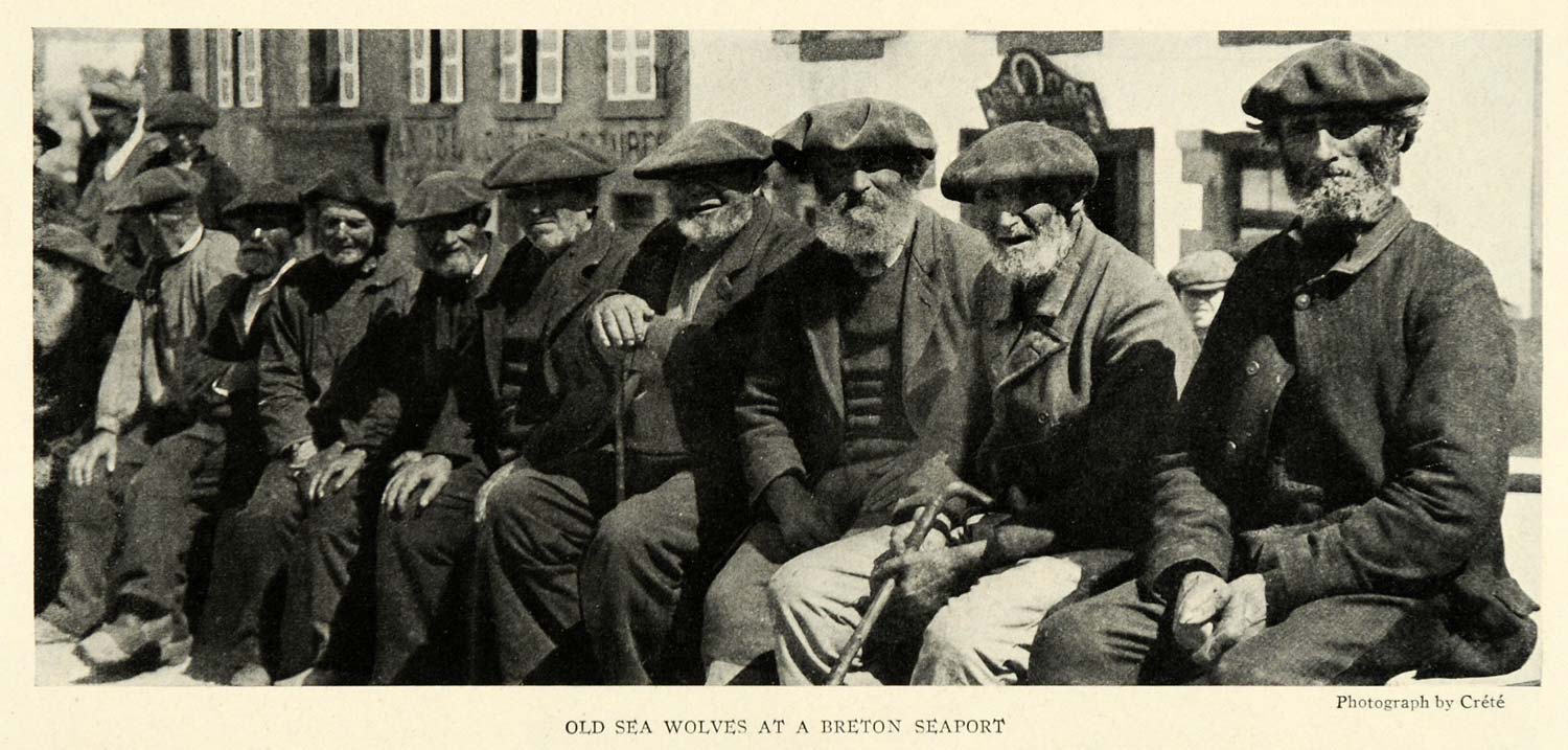 1923 Print Breton Fishermen Brittany France Sea Wolves Merchant Marine NGM1