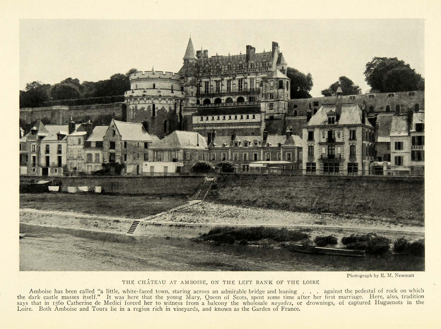 1923 Print Amboise Chateau France Ancient Royal Castle Architecture Loire NGM1