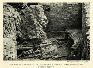 1923 Print Pueblo Bonito Chaco Canyon New Mexico Ceiling Wall Relics NGM1