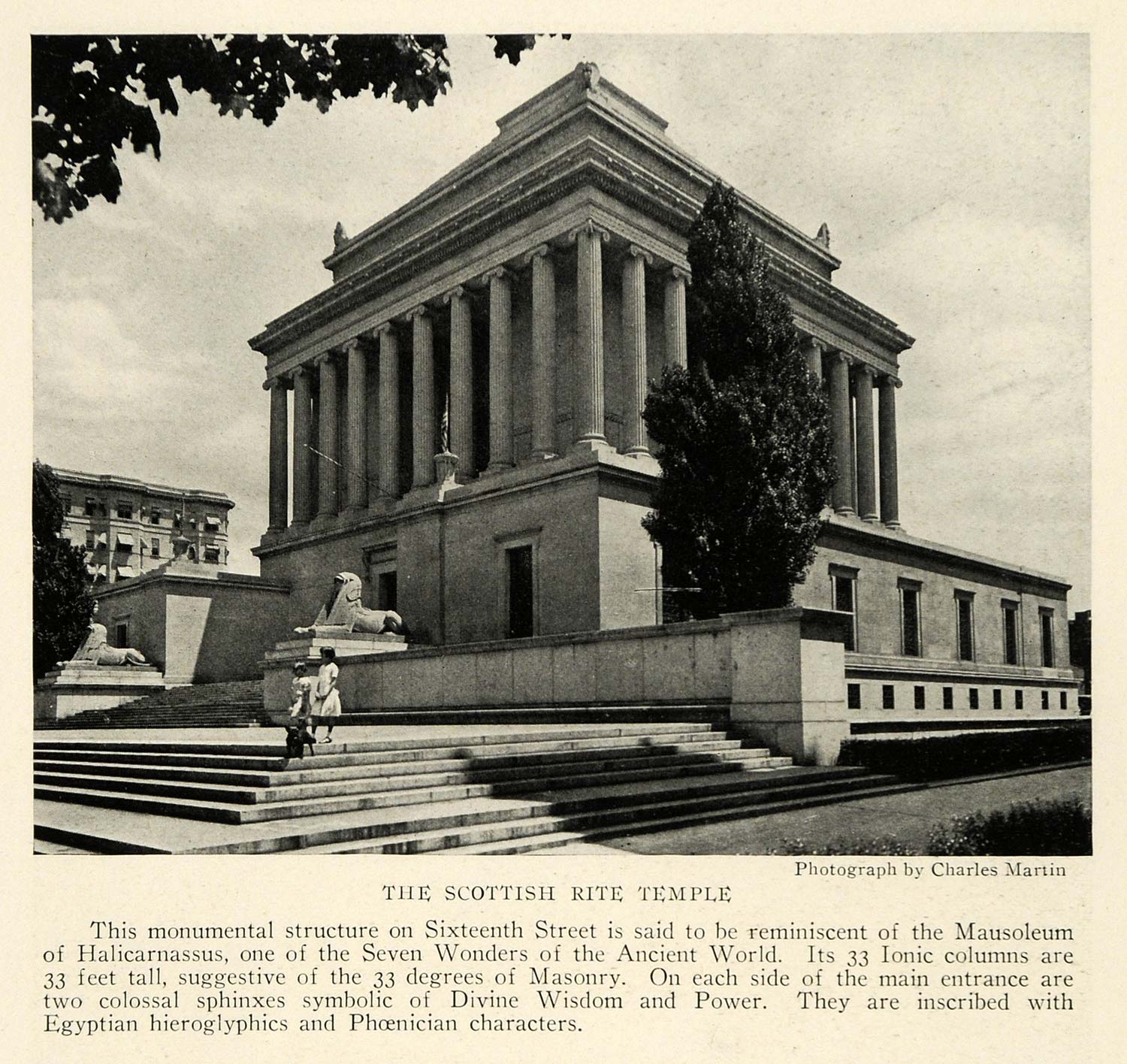 1923 Print Ancient Scottish Rite Temple Architecture Freemasonry Washington NGM1