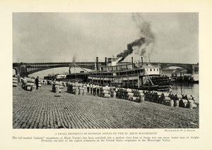 1923 Print Missouri Apples St. Louis Waterfront Ships Shipping Barrels NGM1