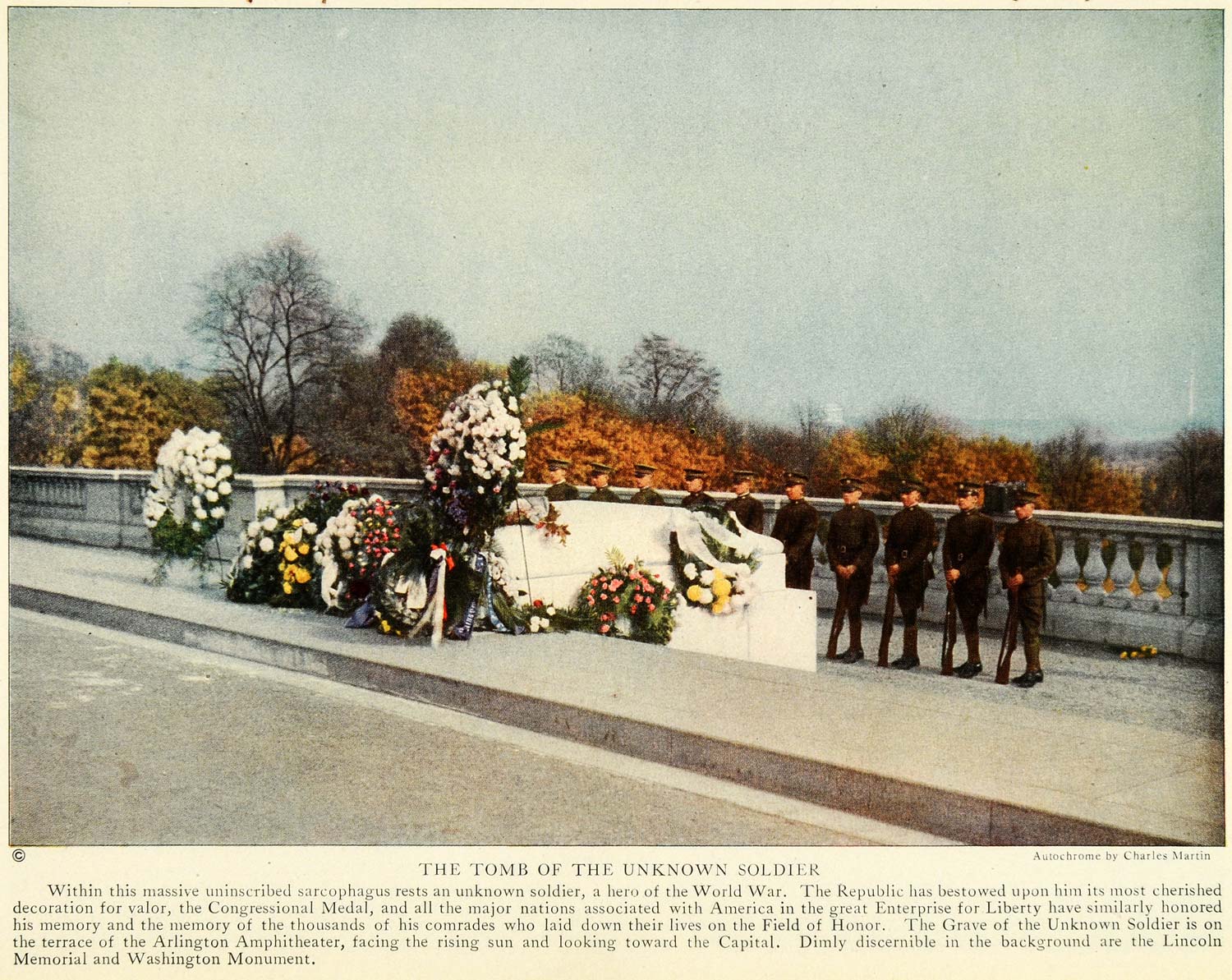 1923 Print World War I Unknown Soldiers Tomb Military Washington D. C NGM1