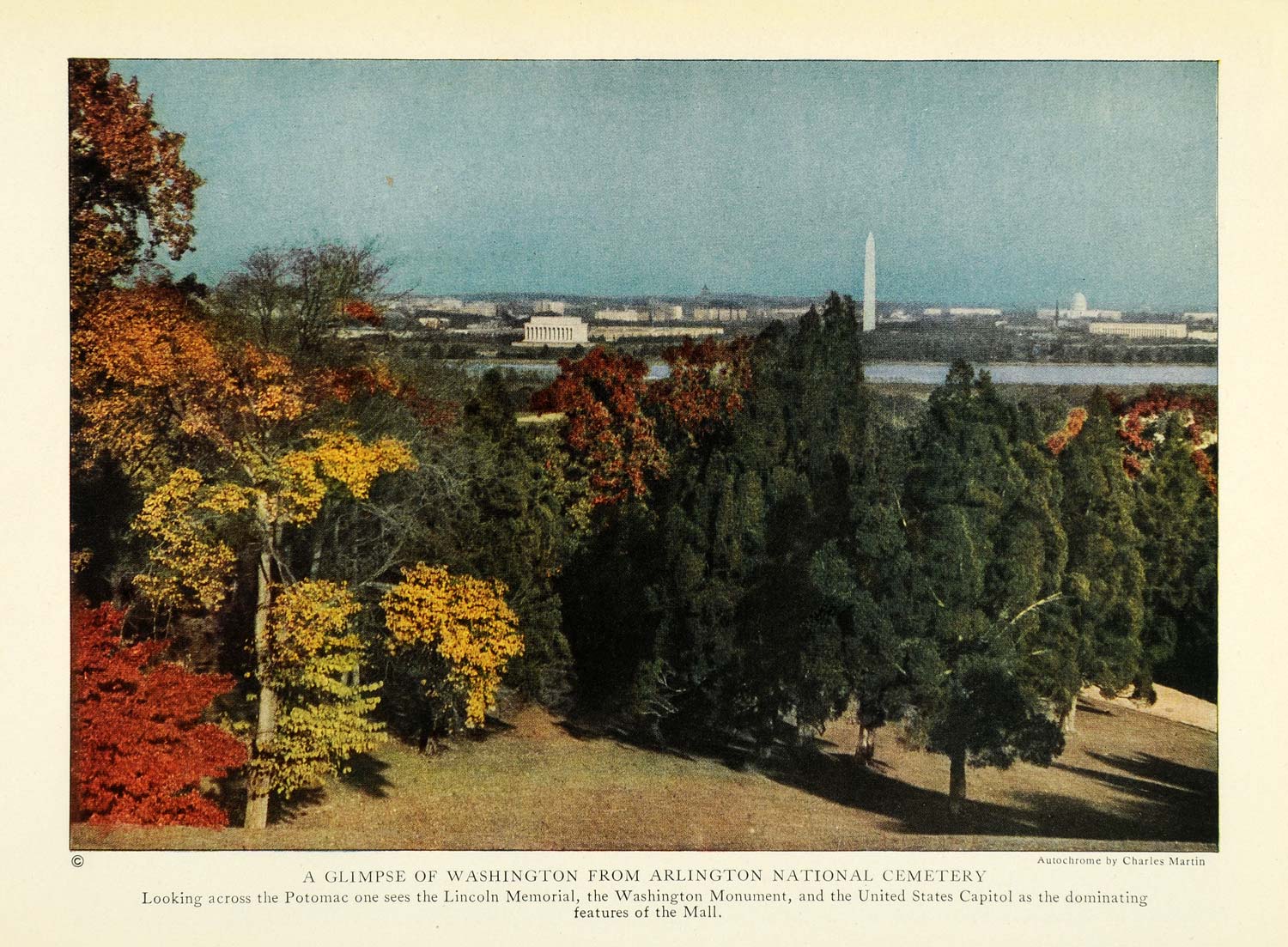 1923 Print Washington Monument Lincoln Memorial Washington DC Arlington NGM1