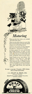 1923 Ad J. L. Kraft American Cheddar Cheese Antique Car Motoring Picnic NGM1 - Period Paper
