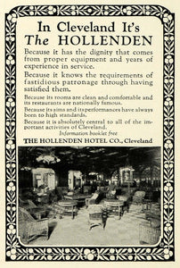 1923 Ad Hollenden Hotel Cleveland Ohio Lodging Wicker Porch Furniture NGM1