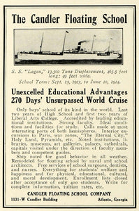 1923 Ad Boys Candler Floating School World Cruise Ship S. S. Logan NGM1