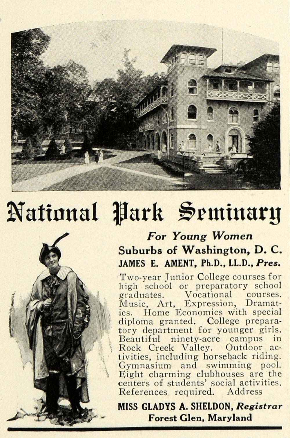 1923 Ad National Park Seminary Womens College Forest Glen Maryland Miss NGM1