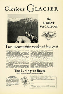 1926 Ad Burlington Travel Route Glacier National Park Train Sightseeing NGM1