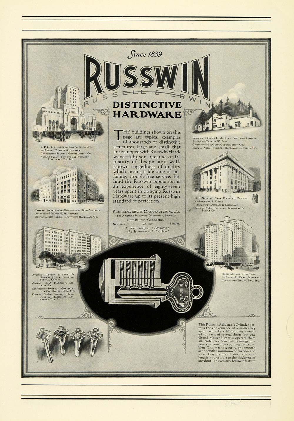 1926 Ad Russell Erwin Russwin Hardware Frank McGuire Home U. S. National NGM1