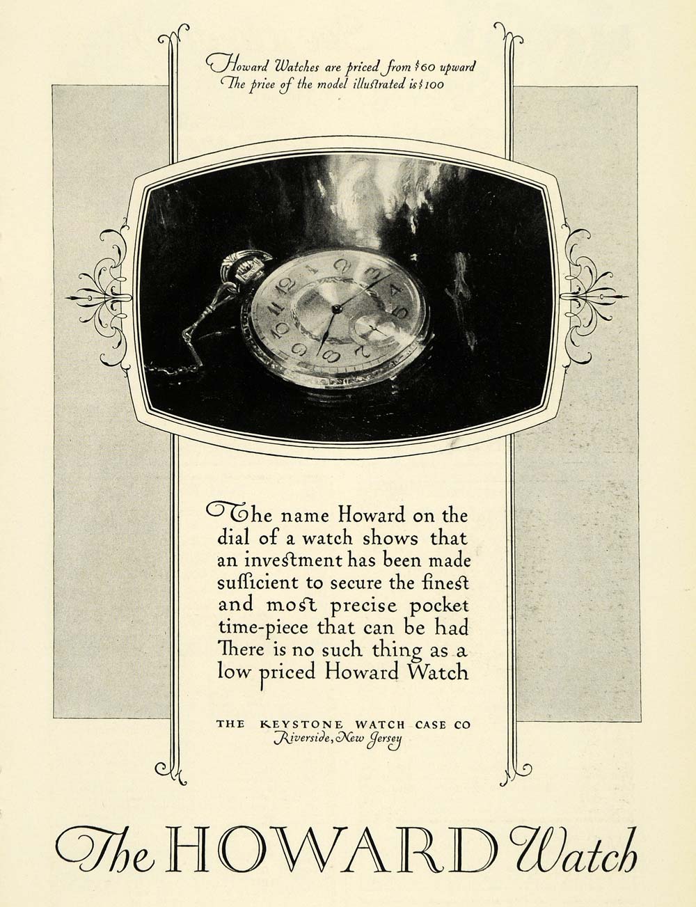 1926 Ad Antique Keystone Howard Pocket Watch Timepiece Riverside New Jersey NGM1