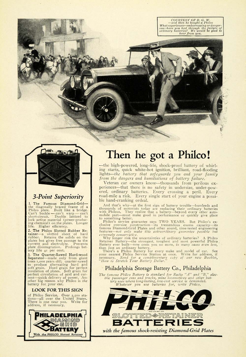 1923 Ad Philco Slotted Retainer Batteries Diamond Grid Plates Car Parts NGM1