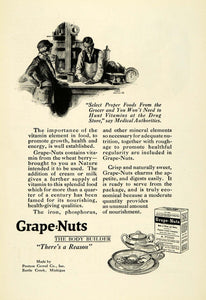 1923 Ad Postum Grape Nuts Nutritious Breakfast Cereal Grocer Flapper NGM1