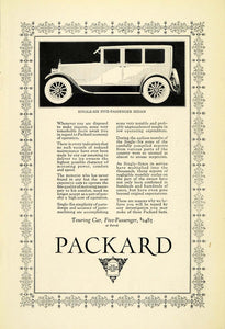 1923 Ad Antique Enclosed Packard Single Six Sedan Touring Car Automobile NGM1
