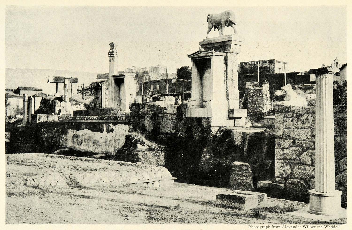 1922 Print Cemetery Cerameicus Greece Tombs Academy Illissus Archeology NGM1