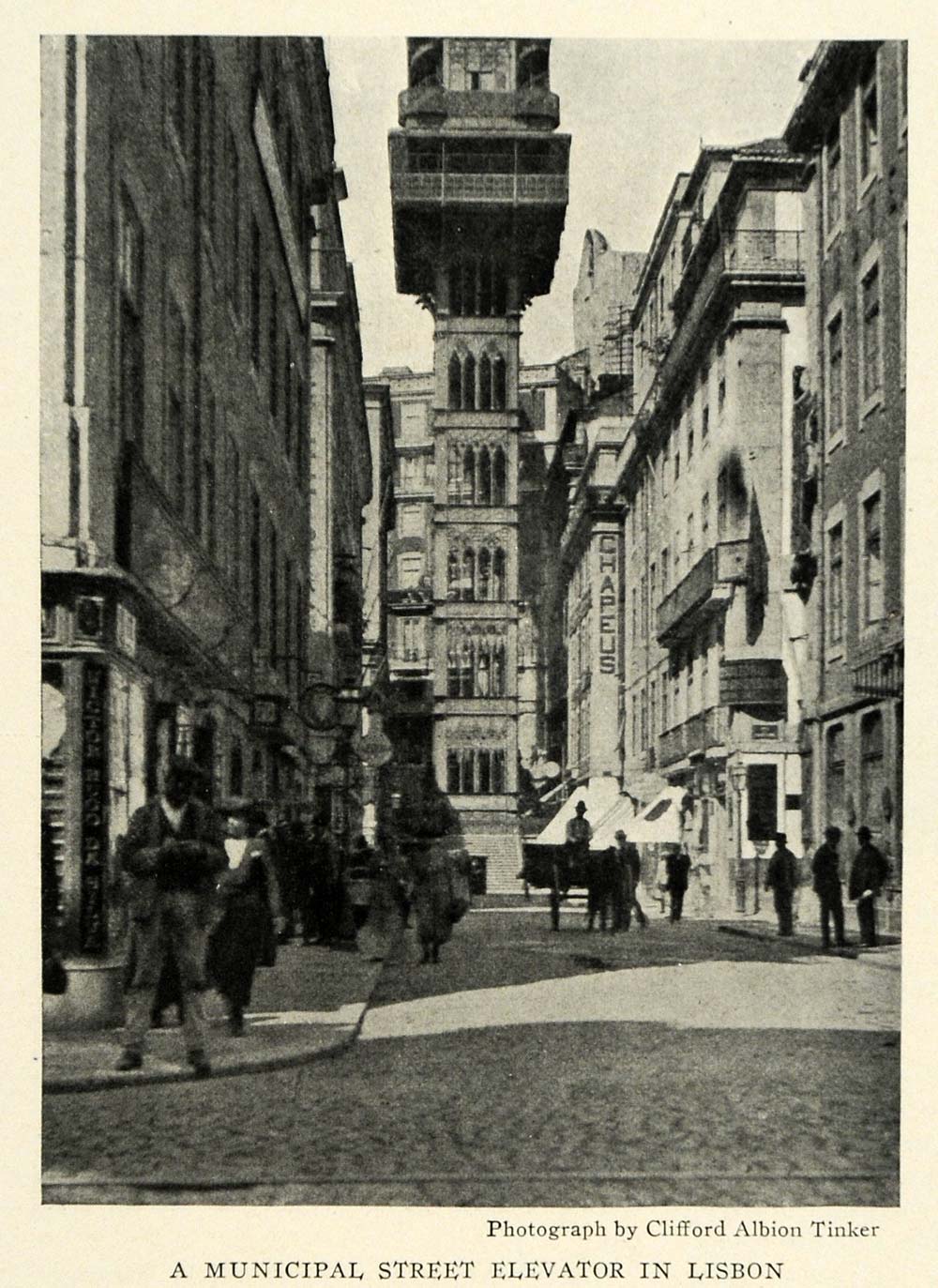 1922 Print Municipal Elevator Lisbon Portugal Cicade Rua da Santa Justa NGM1