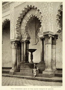 1922 Print Horseshoe Arch Grand Mosque Algiers Boy Donald McLeish Jemaa NGM1
