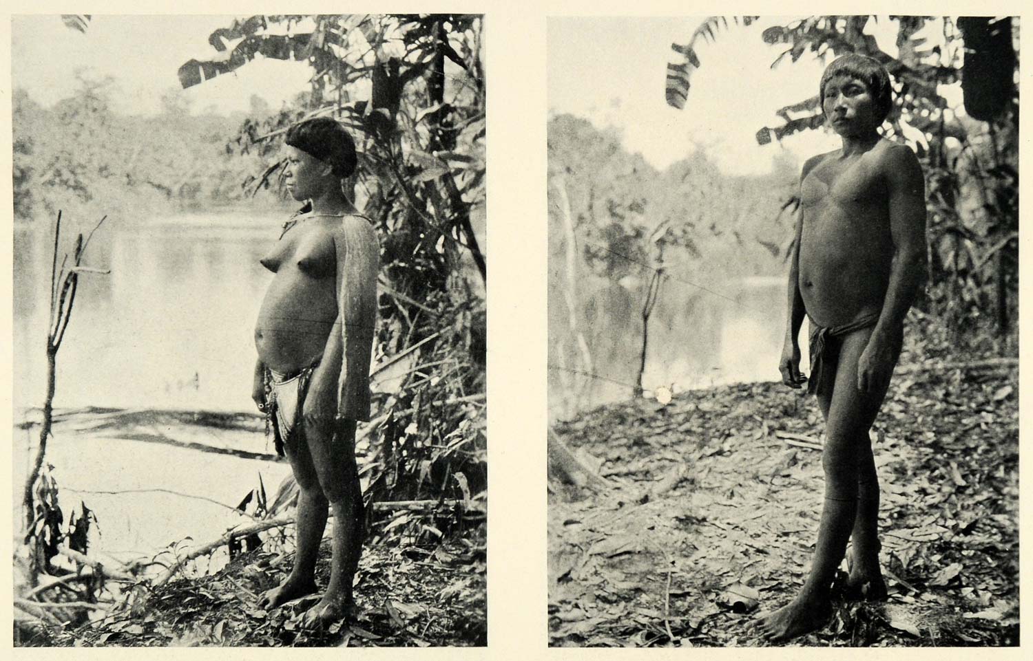 Vintage nude tribe 1926 Print Nukak-Maku People Indigenous Nude Tribe Parima River Brazil – Period Paper Historic Art LLC