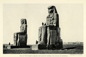1926 Print Bechard Colossi Memnon King Pharaoh Amenhotep III Royalty Statue NGM1