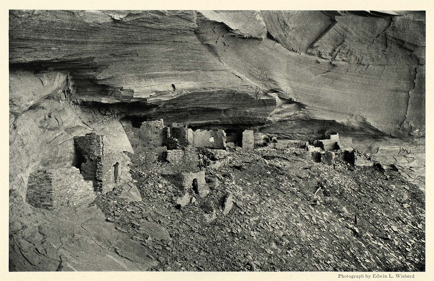 1925 Print Mummy Cave Canyon del Muerto Edwin Wisherd Archaeology Cliff NGM1