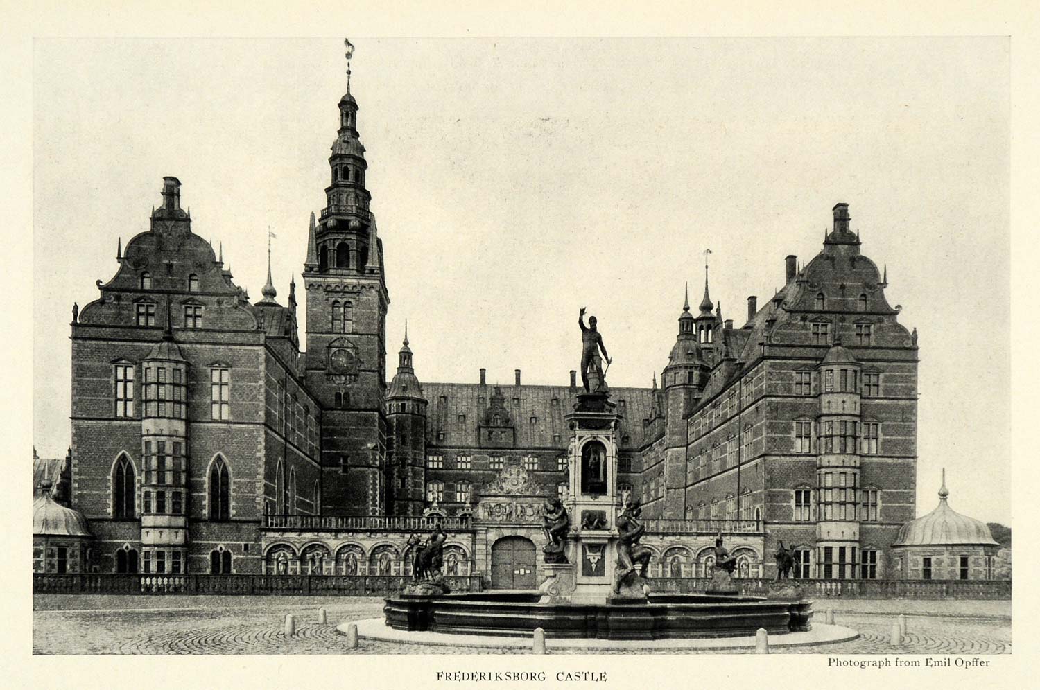 1922 Print Frederiksborg Castle Emil Opffer Fortress Hillerod Denmark ...